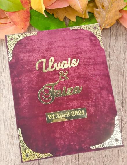 Customised Nikah Nama Booklet (Red) Nikah Sign Booklet Wedding Gift Thumb Impression Booklet, 2 Pages