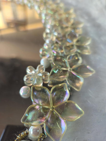 Beautiful Wedding Mirror for Bride & Groom Personalized Nikah Shadi Mubarak Decorative Mirror Artificial Beads Design Wedding Gift for Couple Friends & Family. (White Beadds Design D2)