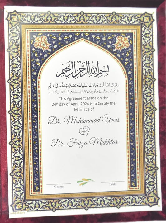 Customised Nikah Nama Booklet (Red) Nikah Sign Booklet Wedding Gift Thumb Impression Booklet, 2 Pages