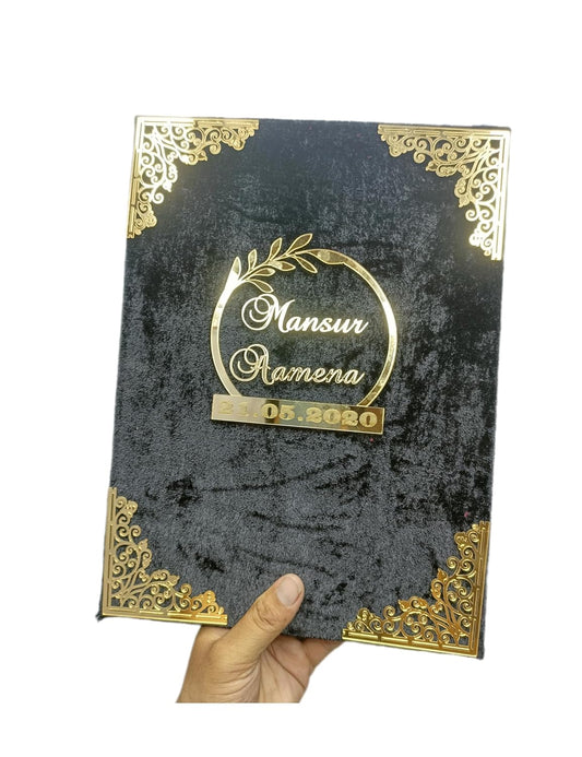 Customised Nikah Nama Booklet (Black) Nikah Sign And Thumb Impression Booklet Wedding Gift Customised The Bride And Groom Name