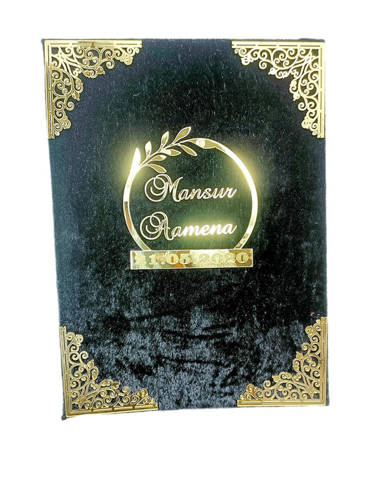 Customised Nikah Nama Booklet (Black) Nikah Sign And Thumb Impression Booklet Wedding Gift Customised The Bride And Groom Name
